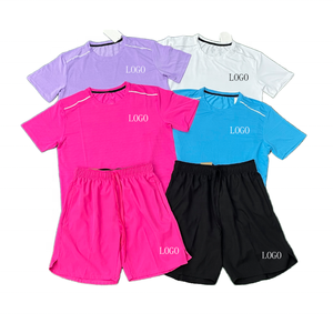 T-shirts et shorts de fitness unisexes de haute qualité pour l'été, séchage rapide, respirants, protection UV, évacuation de l'humidité, col rond, 100% coton - Product Image 6