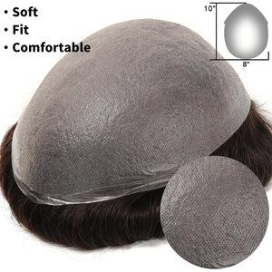 Topunique para <span class=keywords><strong>hombre</strong></span>, 0,03mm, ultrafino, sin nudos, con bucle en V, 8x10 pulgadas, de PU Base, 90% densidad de luz, sistema de tupé de cabello humano Remy - Product Image 4