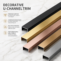 Profilé décoratif en aluminium écologique en forme de U, sans peinture, pour la protection des coins des armoires, des portes de placards, des murs et des carreaux