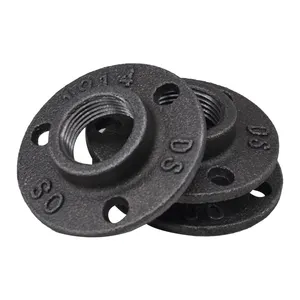 High quality black malleable iron 3 holes handrail floor flange with threaded hole