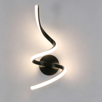 Lampe murale LED spirale moderne noire pour chambre à coucher, salon, couloir, entrée, à intensité variable, vente en gros