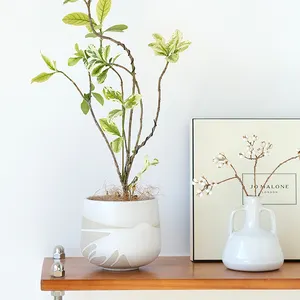 Fabrika doğrudan satış sıçrama beyaz sır bonsai kapalı balkon dekor saksılar seramik kaplar bitkiler için