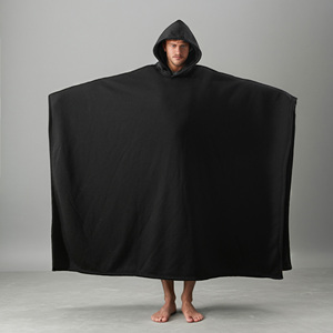 Có thể mặc chăn Áo Choàng Áo HOODIE UNISEX quá khổ lỏng dài CAPE Tops trọng mũ trùm đầu Poncho Sherpa chăn - Product Image 3