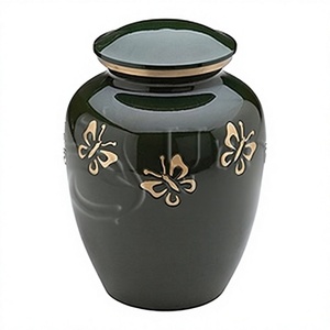 Urne funéraire noire avec motif papillon doré pour cendres d'adultes, grande urne funéraire décorative en laiton avec couvercle et sac en velours gratuit - Product Image 1