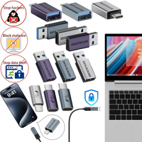 Adaptateur USB A vers Type C mâle/femelle JILIAN, sortie CC 10W, en alliage d'aluminium, protection des données d'ordinateur portable contre les logiciels malveillants et les hackers