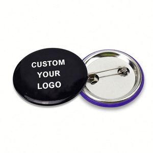 Meilleures ventes : Badges bouton personnalisables avec logo, noirs, 50x50 mm, à revers, vierges - Product Image 1