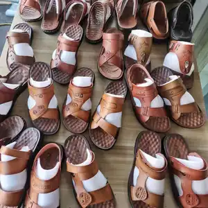 Mixed bulk wholesale Men's beach shoes fashion Cheap Price leather sandals flat men sandals shoes big size