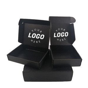 Boîte noire avec logo du fabricant, artisanat en carton de <span class=keywords><strong>luxe</strong></span>, emballage de boîte cadeau imprimée en carton ondulé pour l'expédition et le courrier - Product Image 1