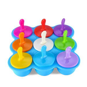Ensemble de Récipients Ronds en Silicone Écologique et sans BPA pour Aliments Bébé, <span class=keywords><strong>Moule</strong></span> à Glaçons en Silicone avec Bâtonnets pour Repas Enfants - Product Image 2