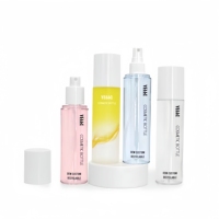 Bouteille de spray fixateur de maquillage cylindrique personnalisée par le fabricant, 100 ml, en PETG, rechargeable, à pompe, transparente, pour brume fine et tonique