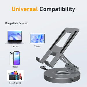 New Aluminum USB3.0 <strong>Docking</strong> Station Type-C Foldable Tablet Stand Adapter 8 in 1 <strong>USB</strong> 3.0 C Hub - Product Image 3