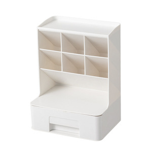Desktop Storage <b>Box</b> With Slanted <b>Pen</b> Holder Multi Functional Makeup Organizer 4 Layers Standing Type Office Desk Organizer - Product Image 5