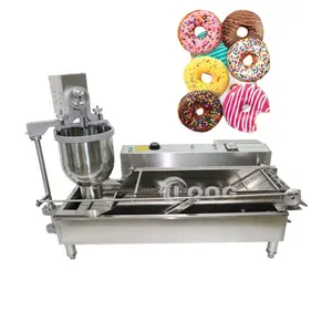 Fábrica de máquinas de donuts profesionales de China, freidora de donuts de doble fila, 3 juegos de moldes, máquina comercial de donuts completamente automática