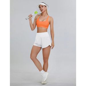 FOXA Pantalones cortos deportivos de cintura alta para mujer con bolsillo, de secado rápido, transpirables, para entrenamiento, gimnasio, correr, color blanco, talla XS - Product Image 6