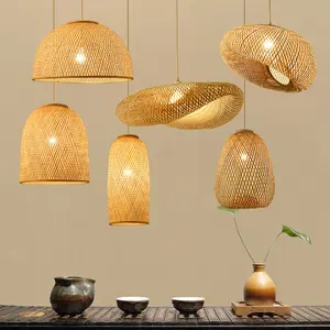 手工天然编织灯日本餐厅装饰照明木制竹吊灯