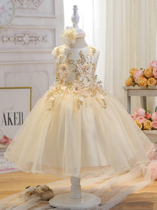 Ultimo Modello di Abito da Festa in Poliestere per Bambine <span class=keywords><strong>1</strong></span>-9 Anni, Vestito con Tulle e Applicazioni in Pizzo per Compleanno - Product Image 3
