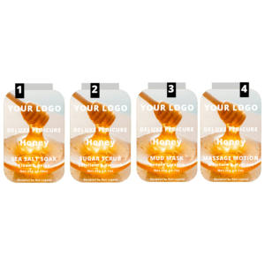 Nail Legend 4 1 Deluxe Vegan Pedicure <span class=keywords><strong>Kit</strong></span> Box Spa Professional Salt Soak Sugar Scrub Mud Mask Masaje Movimiento Honey Scents para - Product Image 1