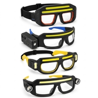Lampe frontale LED ultra-légère et super lumineuse pour lunettes de sécurité, lampe torche de randonnée mains libres, commande par bouton-poussoir, rechargeable