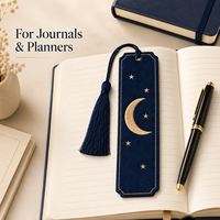 Marcapáginas Celestial Bordado Personalizado con Borla, Marcapáginas de Tela con Luna y Estrella, Logotipo Personalizado, Proveedor de Fábrica OEM ODM