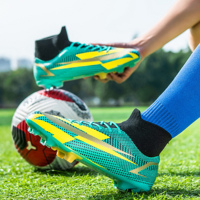Crampons d'entraînement de football en plein air antidérapants verts courts et longs pointes Sport Football Combat Football bottes chaussures pour enfants adultes