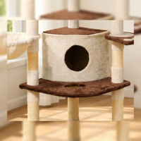 Arbre à chat moderne et écologique en velours avec poteaux à gratter en sisal, structure multi-niveaux en peluche pour salon domestique