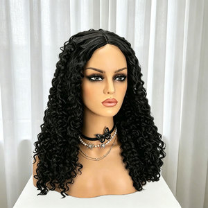 Perruque Lace Front Longue Bouclée Style Afro-Américain, Petites Boucles Tubulaires Bombées, Cheveux Synthétiques <span class=keywords><strong>Haute</strong></span> <span class=keywords><strong>Température</strong></span> - Product Image 2