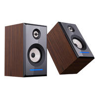 Altavoces de Estantería con Monitor Bluetooth Activo Estéreo 2.0 de 20 Vatios RMS con Carcasa de Madera, LED y Entrada de Audio Auxiliar y USB