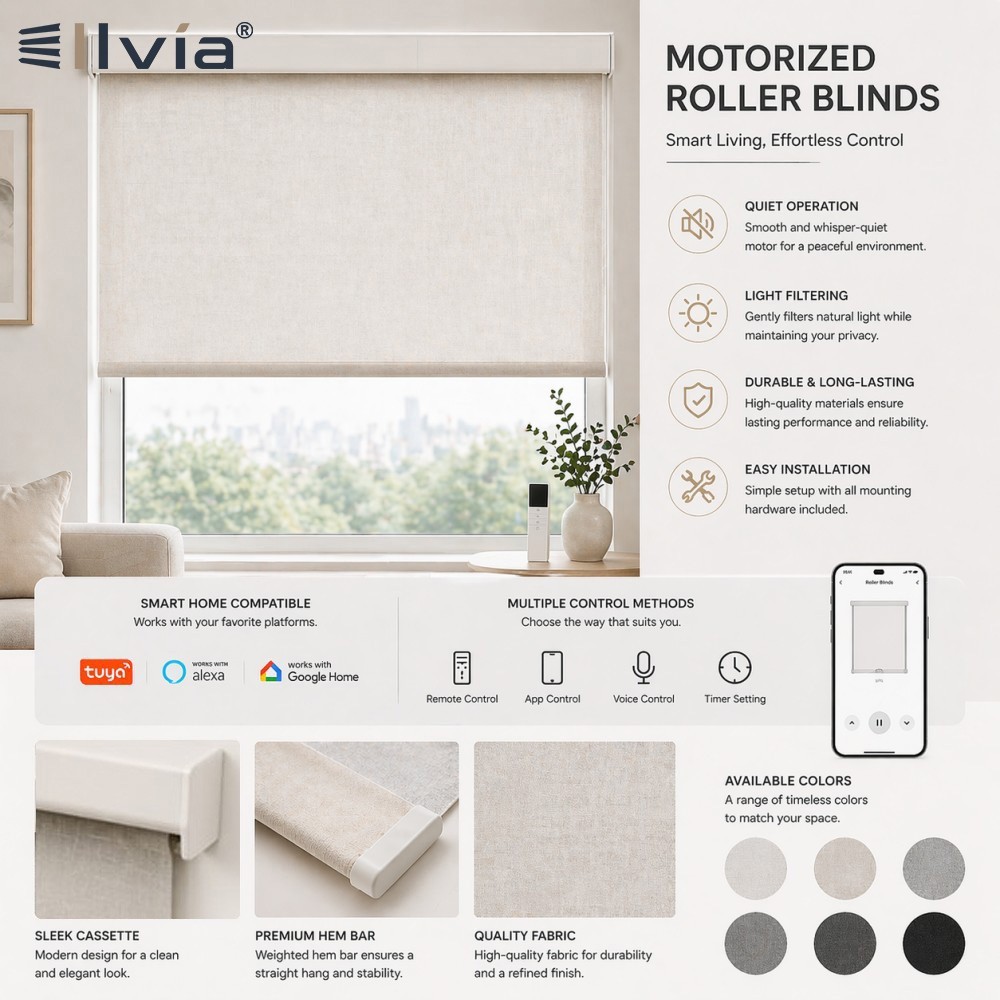 Top Sale Motorized Blackout Window Blinds Customize Width Remote Control Wireless Rechargeable Window Roller Blinds