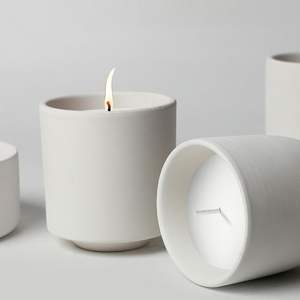 Supports de bougies en céramique de luxe personnalisés, pots en béton mat, gravures colorées, aromathérapie, parfum, logo personnalisé de luxe - Product Image 3