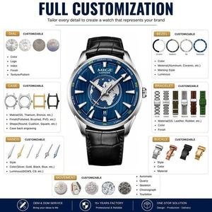 นาฬิกาข้อมือผู้ชายคุณภาพสูงระดับพรีเมียม OEM 41 มม. ระบบจักรกล ตัวเรือนสแตนเลส กระจกแซฟไฟร์ พร้อมกลไกอัตโนมัติ Miyota  รับสั่งทำโลโก้ - Product Image 2