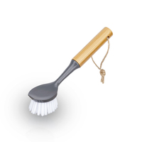 Brosse de nettoyage de cuisine en gros avec manche en bambou, éponge à vaisselle pour casseroles et poêles, brosse à récurer pour la vaisselle, nettoyant ménager pour la cuisine