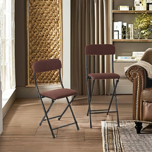 Fabric <strong>Seat</strong> and Back Folding <strong>Floor</strong> Chair with Foam Filling Iron Leisure Chair for Living Room and Bathroom Easy to Assemble - Product Image 3