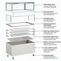 Vitrine Réfrigérée Commerciale pour Gâteaux, Présentoir en Verre à 360°, Refroidissement par Air, Comptoir de Desserts sur Pied, Réfrigérateur de Présentation pour Boulangerie