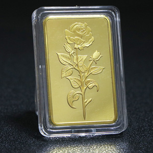 Alta calidad de doble cara Rose Souvenir Hierro Latón 1 OZ Sólido Chapado en oro Meca Bar Lingote - Product Image 4