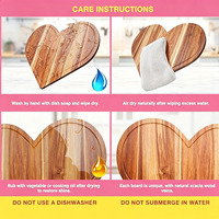 Houten snijplank met gepersonaliseerd logo, nieuw acaciahout, hartvormig, dubbelzijdig, serveerplank, dinerbord, Moederdag cadeau