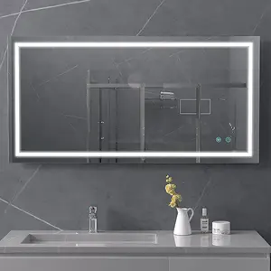 Désembueur rétroéclairé à Led personnalisé, écran tactile intelligent, maquillage, lumière de salle de bain, miroir à Led pour projet d'hôtel d'appartement