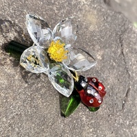 Figurine de coccinelle en verre cristal coloré, artisanale et personnalisée, pour la décoration de la maison pour la fête des mères
