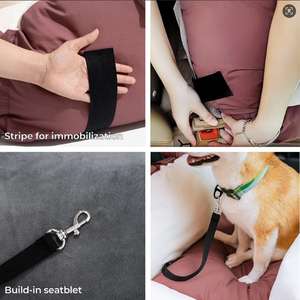 Cama y transportador de lujo para mascotas para perros y gatos, extraíble, lavable con patrón sólido, cama de viaje de invierno para asiento trasero - Product Image 4