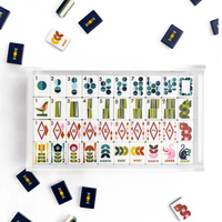 Set Ubin Mahjong Amerika Hijau Mewah Abad Pertengahan 160 Ubin Koleksi Desainer Retro Modern Premium Akrilik Berukir