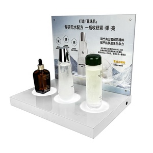 Présentoir Cosmétique à 3 Trous Personnalisable avec Lumières LED <span class=keywords><strong>pour</strong></span> Live, Affiches, Soins de la Peau et Produits de Soin en Acrylique - Product Image 1