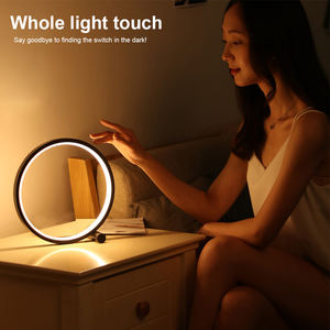 25CM LED Table Lamp for Bedroom Circular Desk Lamp for Living Room Black/White Dimmable Bedside Lamp Round Night <b>Light</b> Decor - Product Image 2