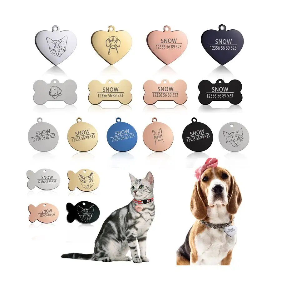 Custom Personalized Cute Dog Stainless sublimation Steel Pet ID Blank bone Tags