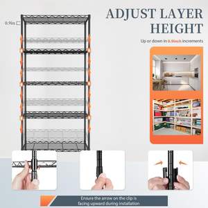 Estantería de almacenamiento de 5 niveles para el hogar, cocina, oficina, organizador, Soporte de alambre resistente de Metal, estantes de almacenamiento de utilidad ajustables - Product Image 5