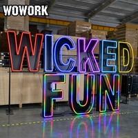 WOWORK ampoule néon à cadre métallique personnalisé géant grand grand led signes lettres 21 chiffres éclairage pour la décoration de fête de mariage