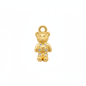 CHARM-Teddy Mm6x15 Gioielli Religiosi in Lega di Zinco Placcati Oro 18K con Motivo Numerico e Pietra di Zirconia - Product Image 2