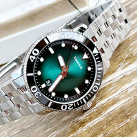 Montre de plongée verte T120 avec logo personnalisé OEM, mouvement ETA, aiguilles lumineuses, design minimaliste, montre mécanique Relogio Seastar