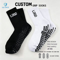 Chaussettes de football antidérapantes personnalisées L&J pour hommes, chaussettes de football antidérapantes de qualité supérieure avec semelle en silicone, logo, vente en gros, chaussettes d'entraînement sportives
