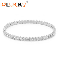 LUCKYJIU Bracelets Joncs Tennis Personnalisés en Acier Inoxydable Plaqué Or 18K avec Zircons Cubiques, Fournisseur d'Usine de Bijoux en Gros OEM ODM pour Marques