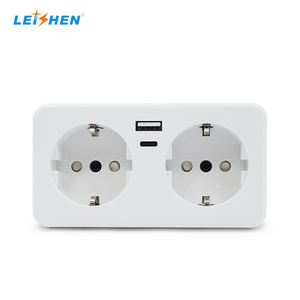 Venta al por mayor Blanco/negro <span class=keywords><strong>de</strong></span> alta calidad 16A 230V enchufes eléctricos Schuko doble 2 Gang USB PD 20W Schuko enchufes <span class=keywords><strong>de</strong></span> pared para tren/metro - Product Image 2