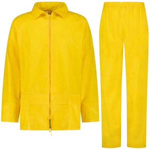 Combinaison de pluie imperméable unisexe jaune, veste et pantalon en polyester à manches longues, pour toutes les saisons - Product Image 2